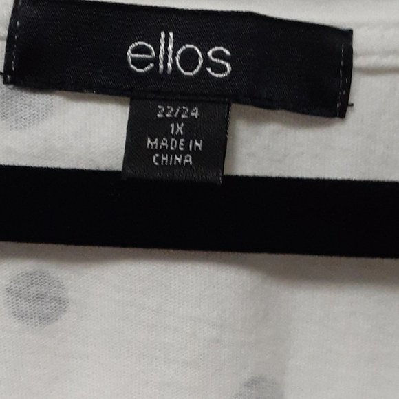 Ellos Plus Size White & Black Polka Dot Tee 1X - Picture 2 of 4